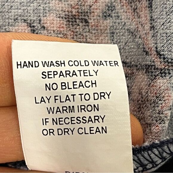 Rabbit Rabbit Rabbit paisley Floral print long sleeve Navy mini stretchy Dress - Picture 10 of 13